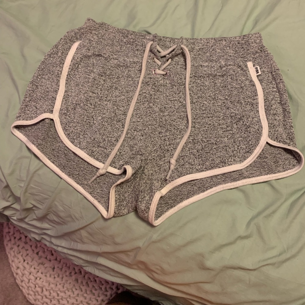 PINK GREY COZY SLEEP SHORTS
